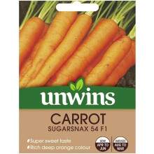 Unwins Super Sweet Versatile Variety Sugarsnax 54 F1 Carrot Seeds Packet