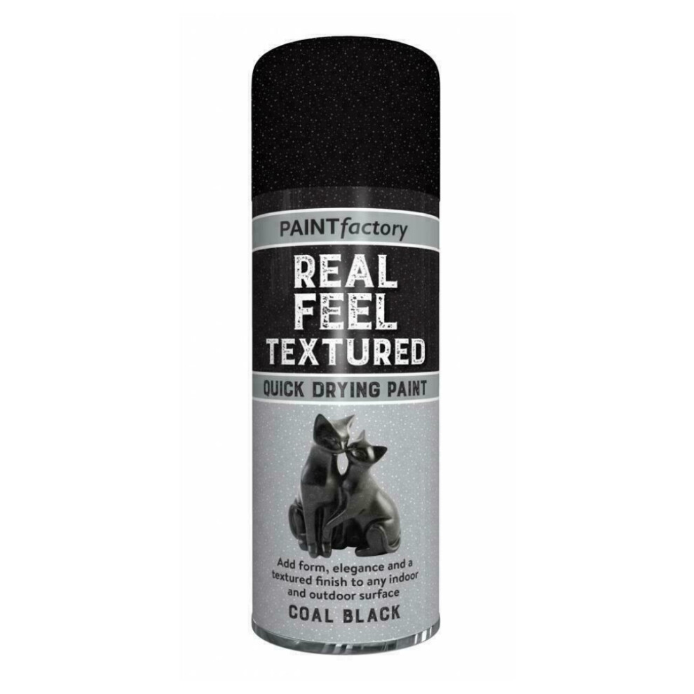 Rapide Paint Factory Real Feel Textured Spray Paint Black 400Ml