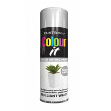 Colour It Brilliant White Gloss Spray Paint 250ml (7133) - Fast-Drying, Versatile for Furniture & More