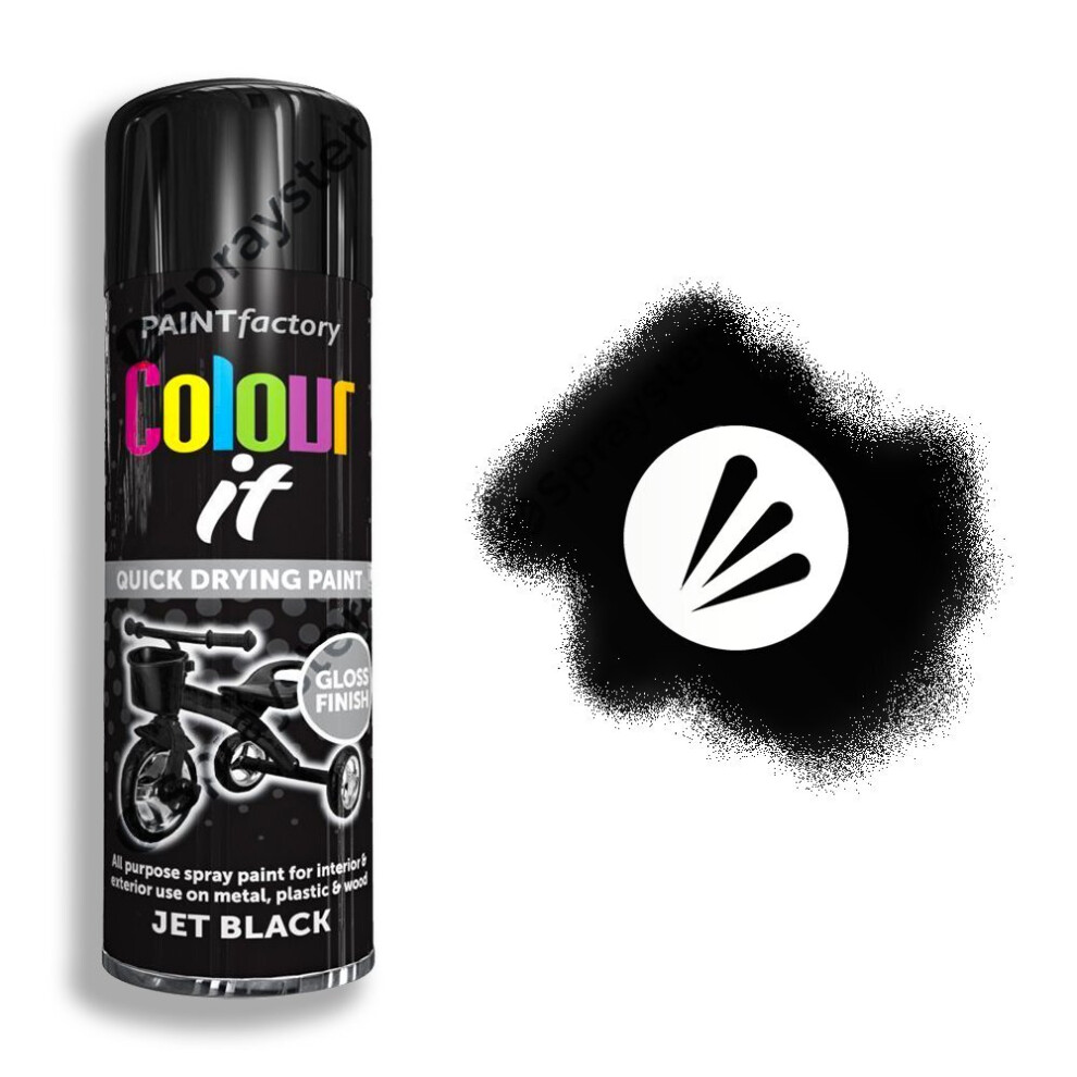 Colour It Jet Black Spray Paint Gloss 250Ml 5055319571296