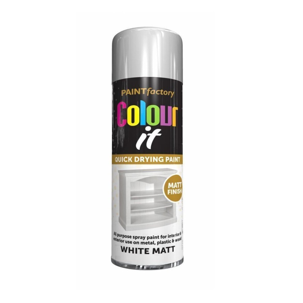 Colour It White Spray Paint Matt 250Ml - Fast-Drying Aerosol For Furniture (Code 7144) 5055319571449