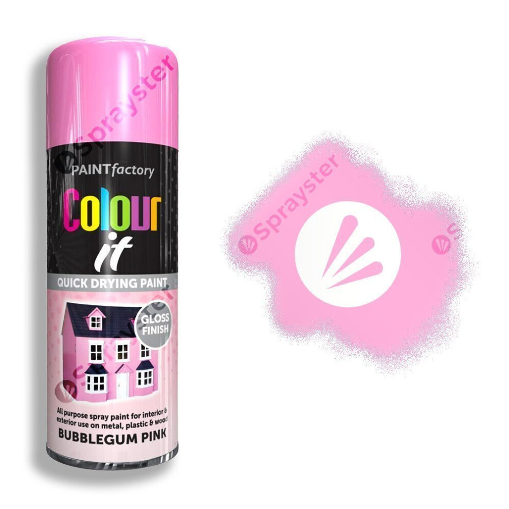 Rapide Colour It Bubblegum Spray Paint Gloss 400Ml Pink