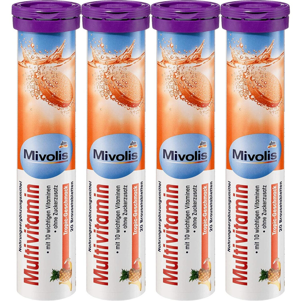 Mivolis Multivitamin effervescent Tablets - Dietary Supplements 4 Packs x 20 pcs