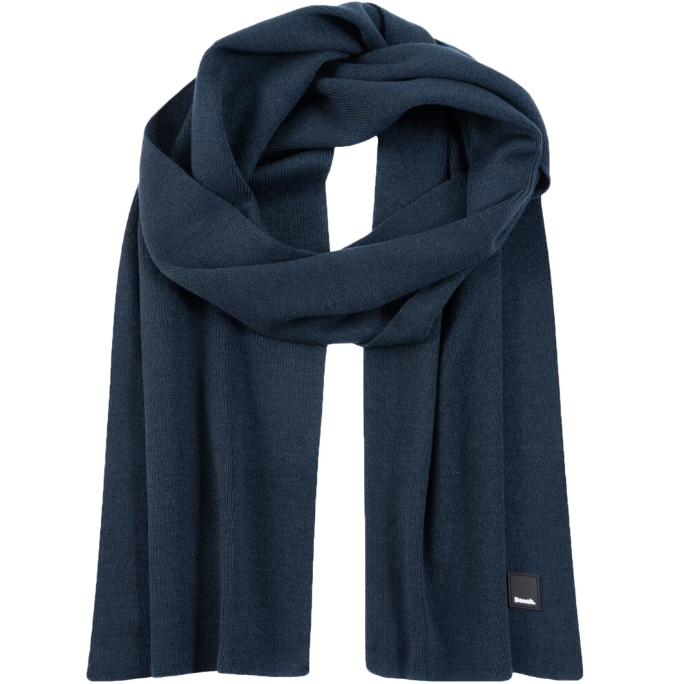 Bench Mens Galatic Outdoor Warm Winter Knitted Rubber Logo Scarf - Navy - Image 3