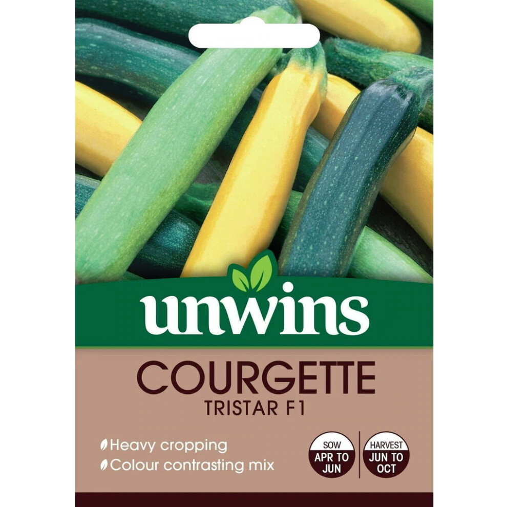 Unwins Heavy Crop Variety & Tristar F1 8 Courgette Seeds Packet Green/Yellow