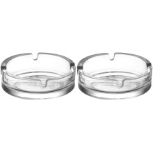 Large Glass Ashtray. Cigarette Grove Stackable. (Set of 2)
