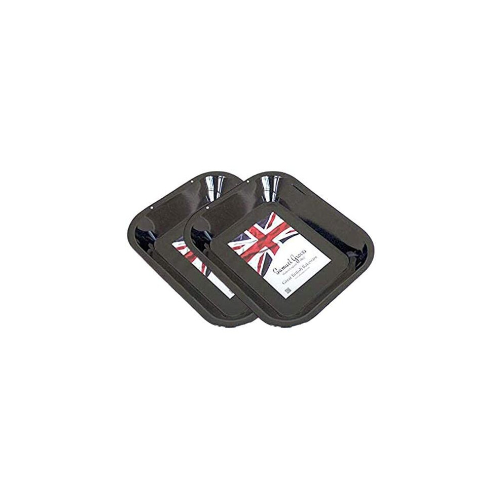 Samuel Groves 2X 28cm Vitreous Enamel Roasting Pan, Made in England by Chabrias LTD, Black