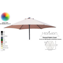(2m 6arm 180g, Natural Linen) Replacement Fabric Garden Parasol Canopy Cover