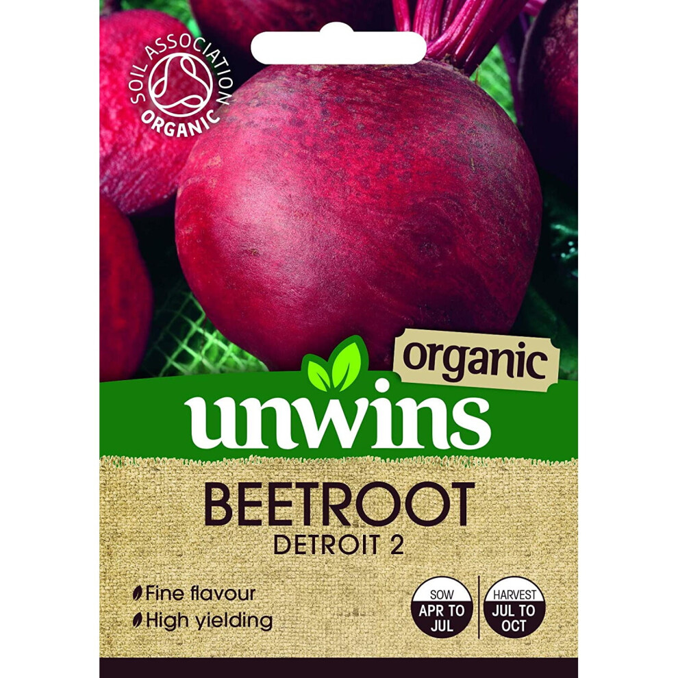 Unwins Vegetables Organic High-Yielding Globe Beetroot Detroit 2 Seeds Packet