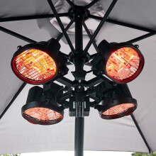 1800W Infrared Patio Parasol Heater 4 Directable Heater Lamps