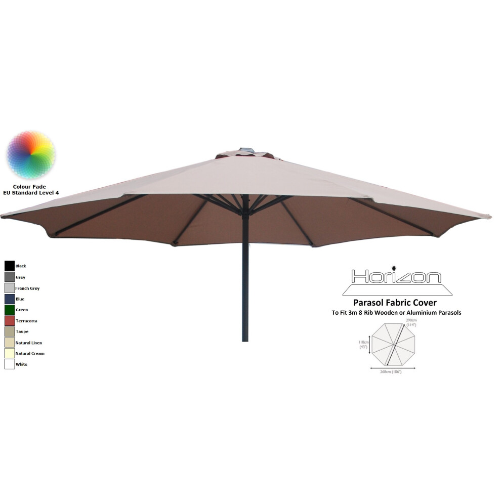 (3m 8arm 180g, Taupe) Replacement Fabric Garden Parasol Canopy Cover