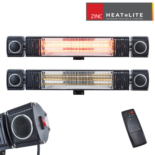 2000W Infrared Patio Wall Heater Bluetooth 6W Speaker Remote Control 2