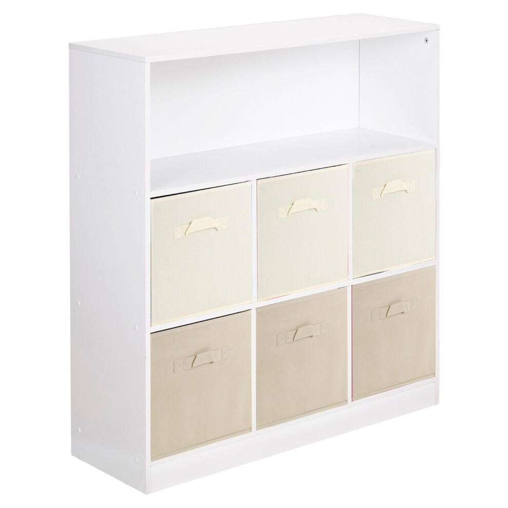 (Cream & Beige Drawers, White (Out of Stock)) Wood White Black 7 Cubed Storage Units 6 Drawers