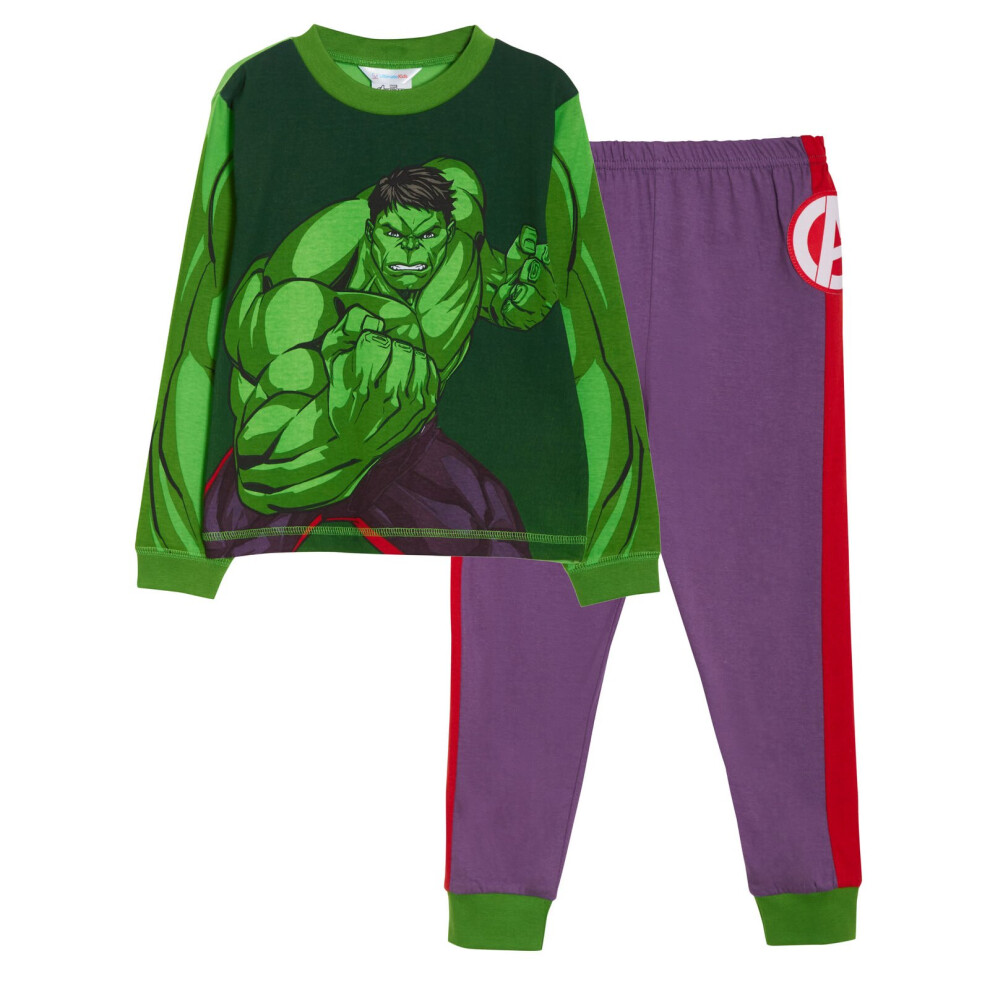 (5-6 Years) Boys Incredible Hulk Pyjamas Kids Dress Up Pjs Novelty Avengers Full Length Set