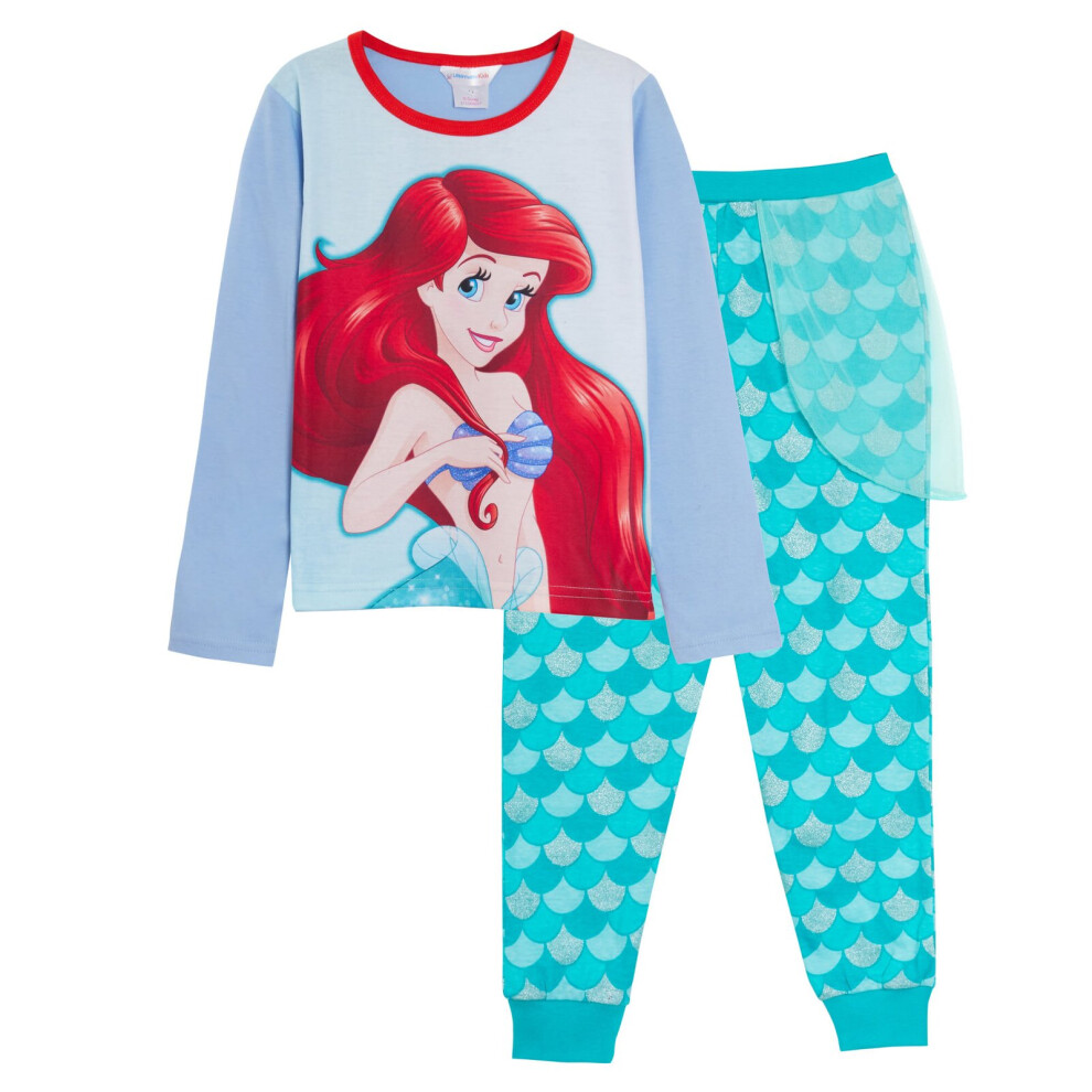 (3-4 Years) Girls Disney The Little Mermaid Pyjamas Ariel Dress Up Full Length Novelty Pjs