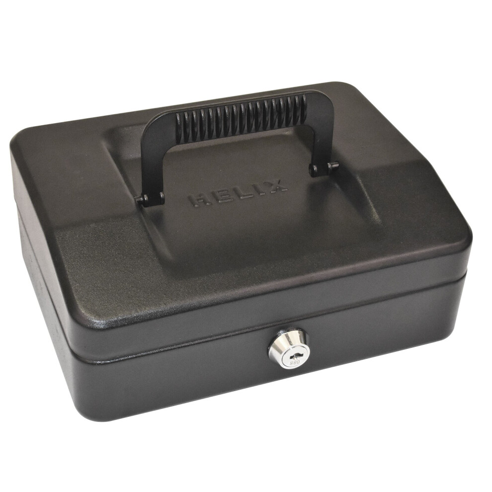 Helix 8 inch Cash Box with Removable Coin Tray - Black