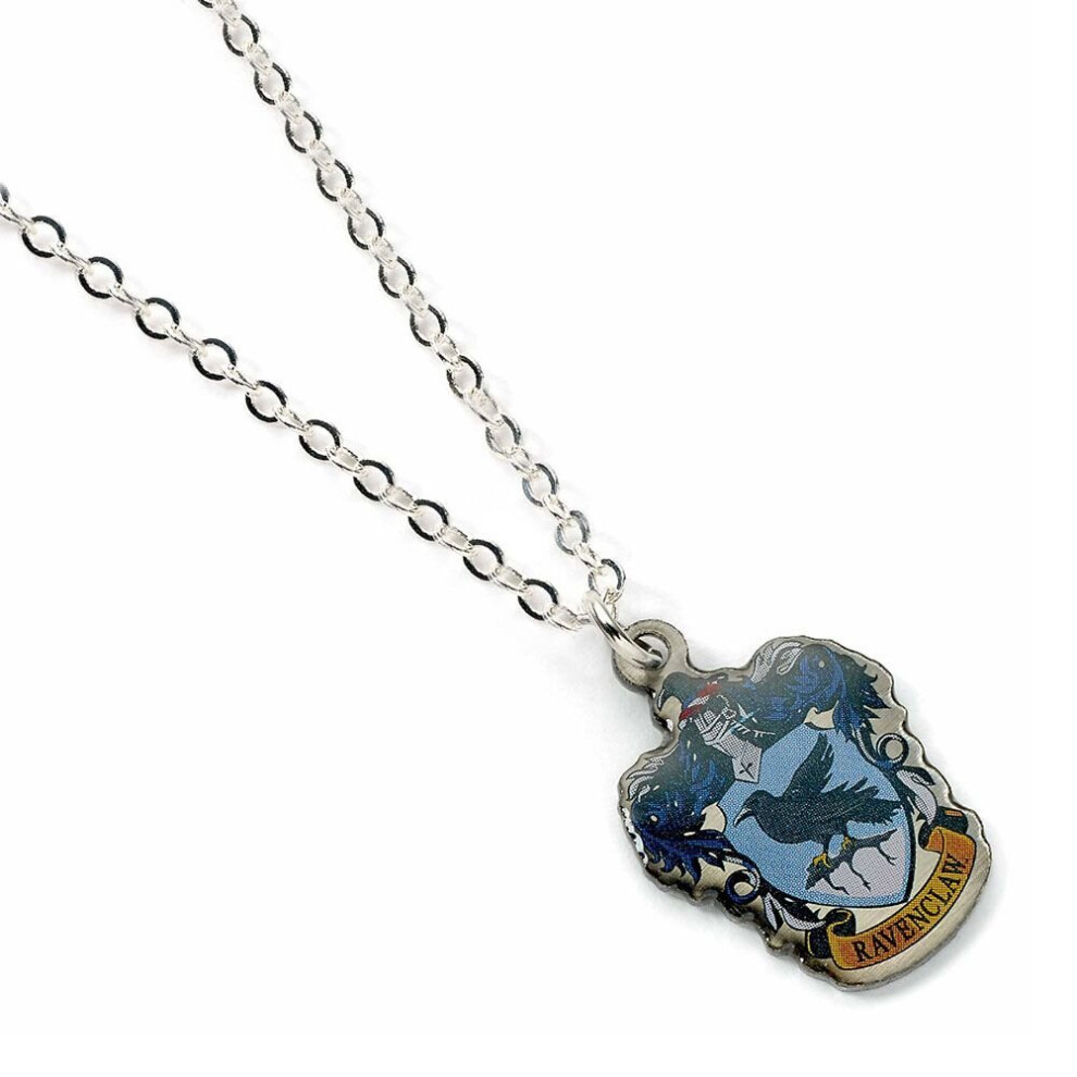 Harry Potter Ravenclaw Crest Silver Plated Necklace Blue