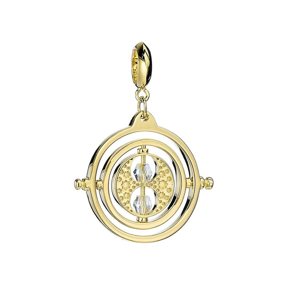 Harry Potter Time Turner Gold Plated Sterling Silver Slider Charm with Crystals