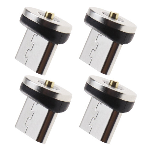 4x Magnetic Charging USB Cable Connectors Plugs 360 Rotating Micro USB Adapter