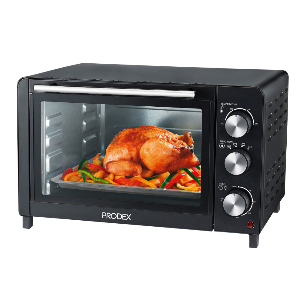 Prodex PX7023B 23 Litre Tabletop Mini Oven, 1500W Electric Cooker & Grill, Ideal for Roasting, Baking, Grilling & Reheating, Black