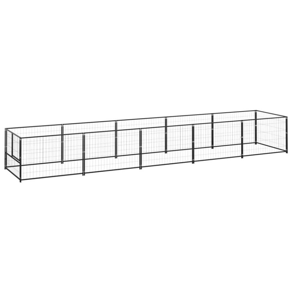 vidaXL Dog Kennel Black 5 m? Steel Puppy Enclosure Outdoor Patio Dog Cage