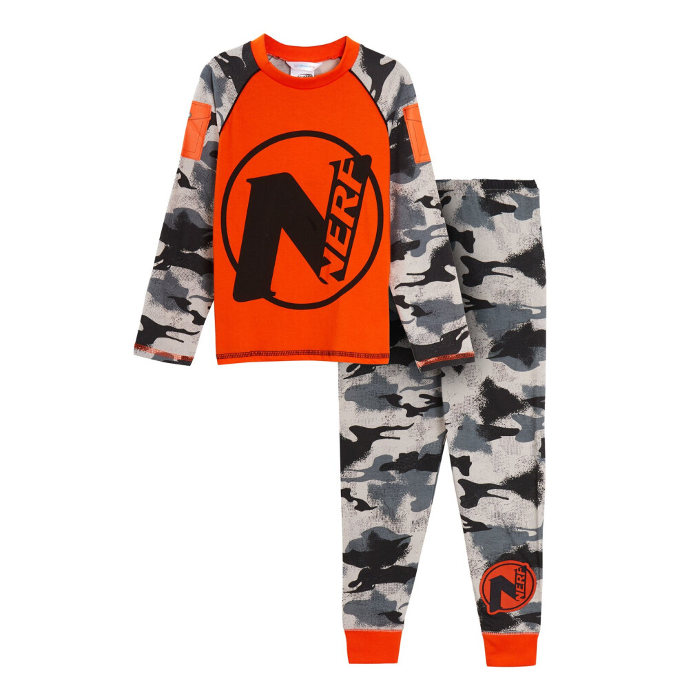 (5-6 Years) Boys Official Nerf Pyjamas Kids Camo Dress Up Full Length Novelty Pjs Set Gift