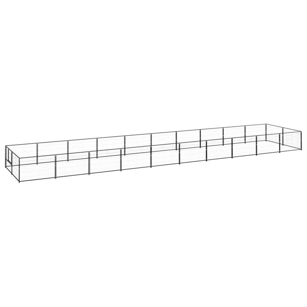 vidaXL Dog Kennel Black 20 m? Steel Puppy Enclosure Outdoor Patio Dog Cage