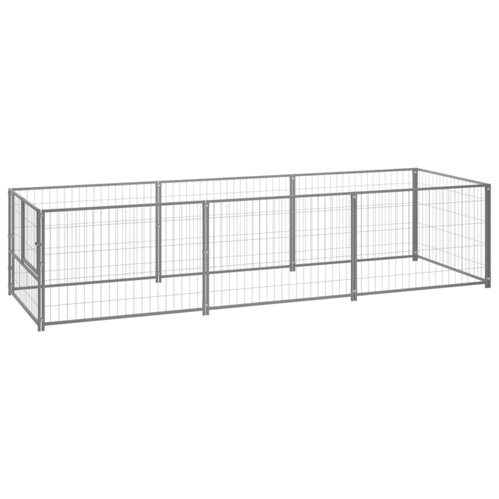 vidaXL Dog Kennel Silver 3 m? Steel Puppy Enclosure Outdoor Patio Dog Cage