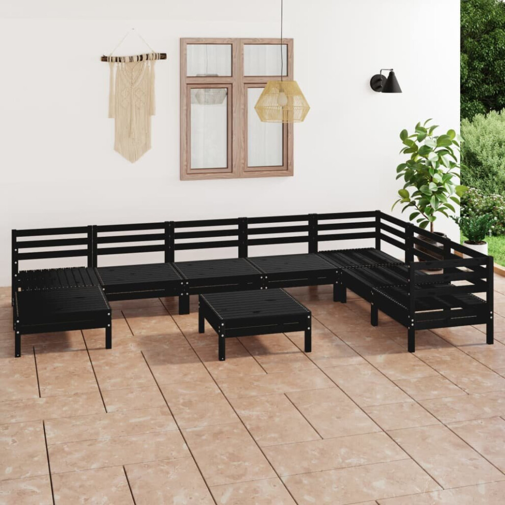 vidaXL Garden Lounge Set Outdoor Lounge Set 9 Piece Solid Wood Pine Black