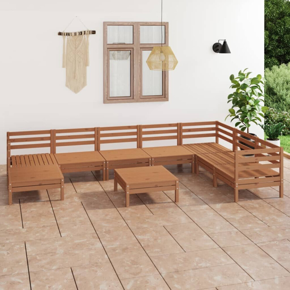 vidaXL Garden Lounge Set Patio Lounge Set 9 Piece Solid Wood Pine Honey Brown