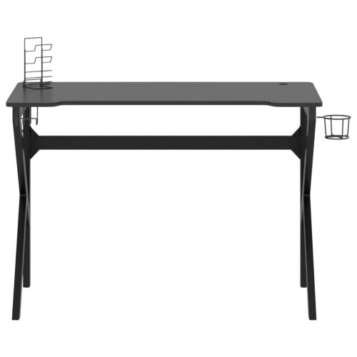 VidaXL vidaXL Gaming Desk with K Shape Legs Black Home Office Computer Desk PC Table 2