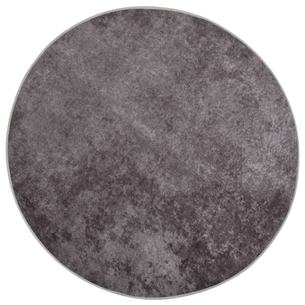 vidaXL Rug Washable φ120 cm Grey Anti Slip Living Room Decor Floor Carpet Mat