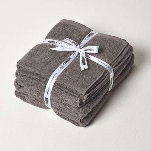 Homescapes (4 Piece Bale Set, Slate Grey) 100% Combed Egyptian Cotton 500 GSM 1