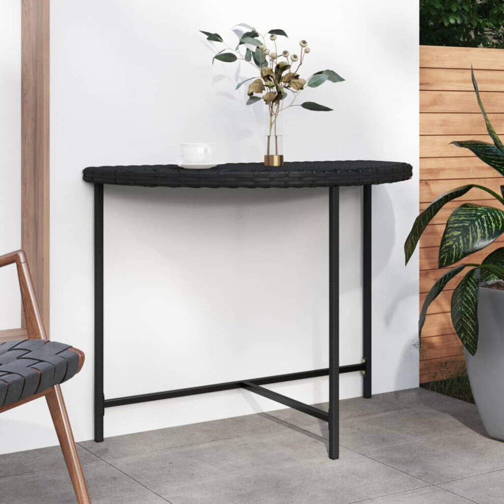 Vidaxl Garden Table Black Poly Rattan Outdoor Terrance Dining Dinner Table