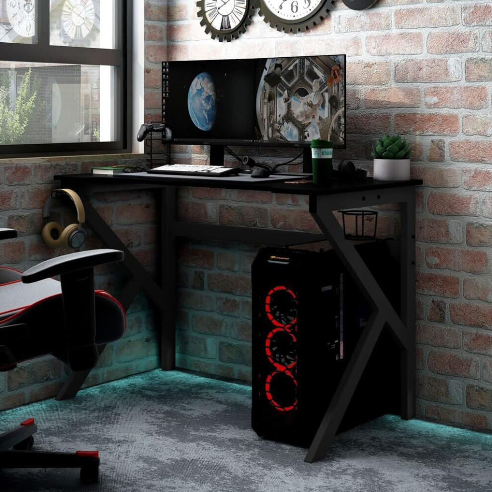 Vidaxl Gaming Desk With K Shape Legs Black Home Office Computer Desk Pc Table
