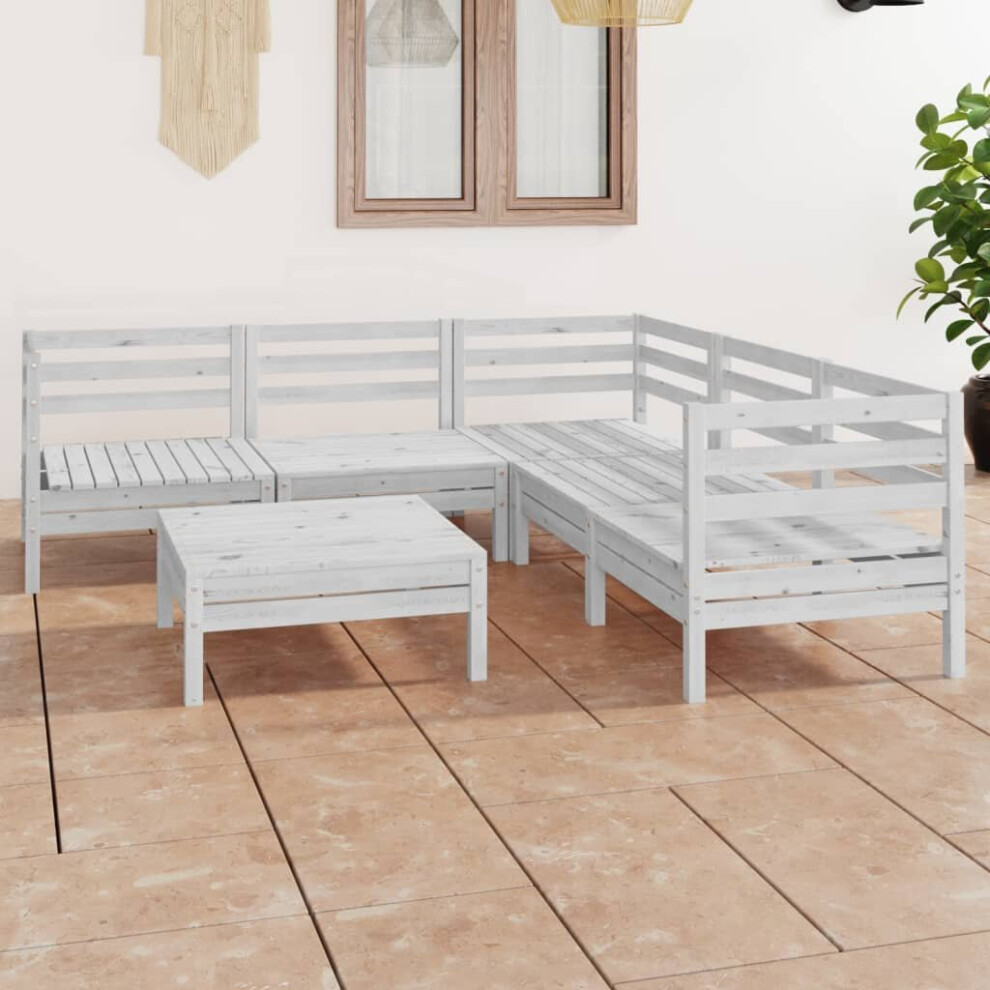 vidaXL Garden Lounge Set Outdoor Lounge Set 6 Piece Solid Wood Pine White