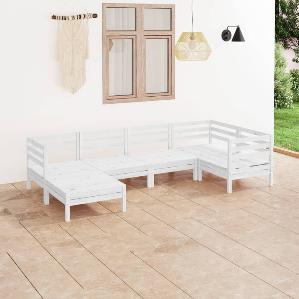 vidaXL Garden Lounge Set Outdoor Lounge Set 6 Piece Solid Wood Pine White