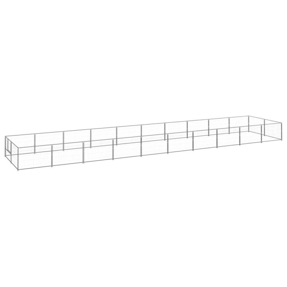 vidaXL Dog Kennel Silver 20 m? Steel Puppy Enclosure Outdoor Patio Dog Cage