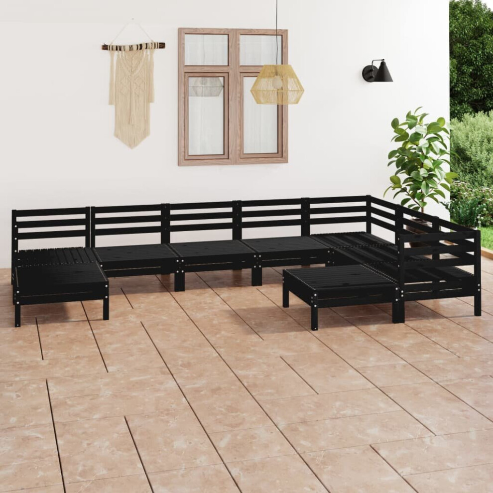 vidaXL Garden Lounge Set Outdoor Lounge Set 9 Piece Solid Wood Pine Black