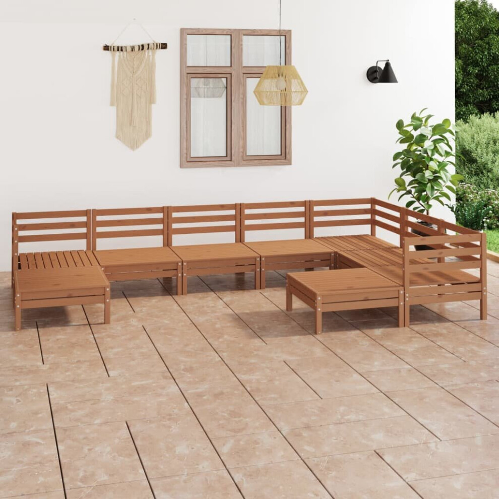 vidaXL Garden Lounge Set Patio Lounge Set 9 Piece Solid Wood Pine Honey Brown