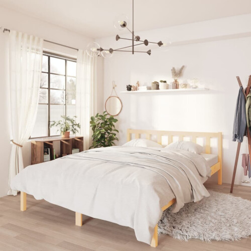 VidaXL vidaXL Solid Pinewood Bed Frame 140x200 cm Home Bedroom Bedstead Bed Base