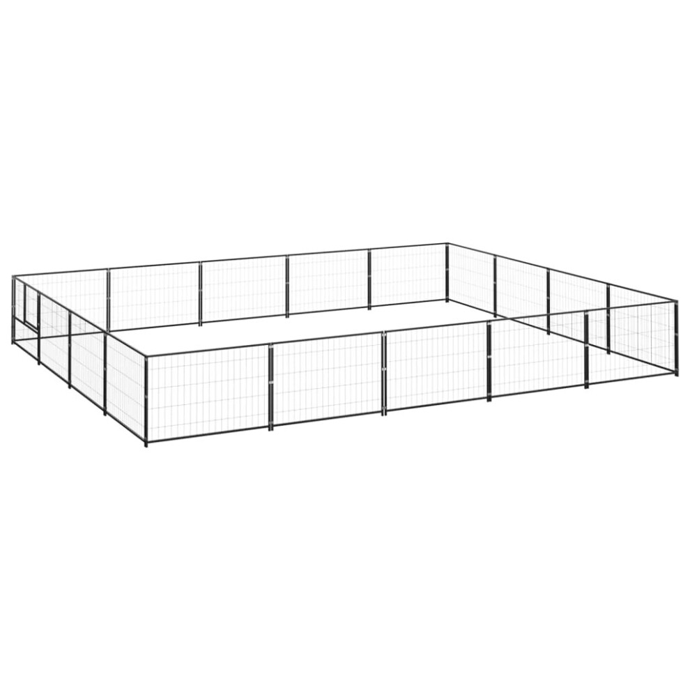 vidaXL Dog Kennel Black 20 m? Steel Puppy Enclosure Outdoor Patio Dog Cage