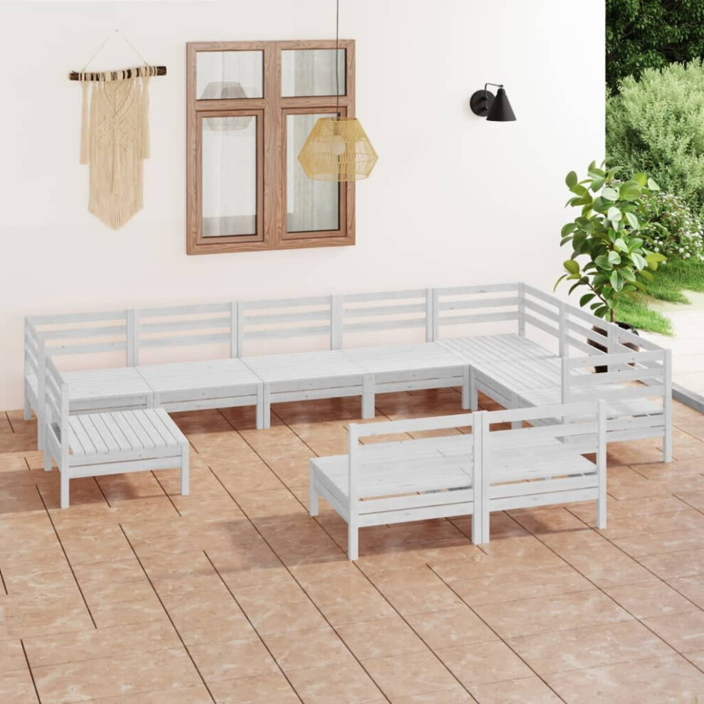 vidaXL Garden Lounge Set Outdoor Lounge Set 10 Piece Solid Wood Pine White