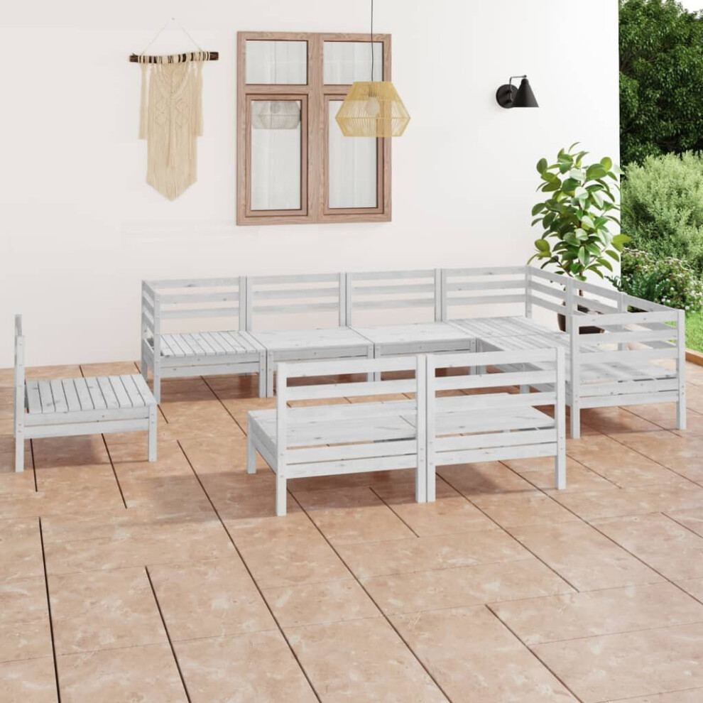 vidaXL Garden Lounge Set Outdoor Lounge Set 9 Piece Solid Wood Pine White