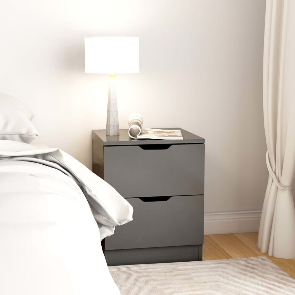 vidaXL Bedside Cabinet Grey Engineered Wood Nightstand Storage Cabinet Table