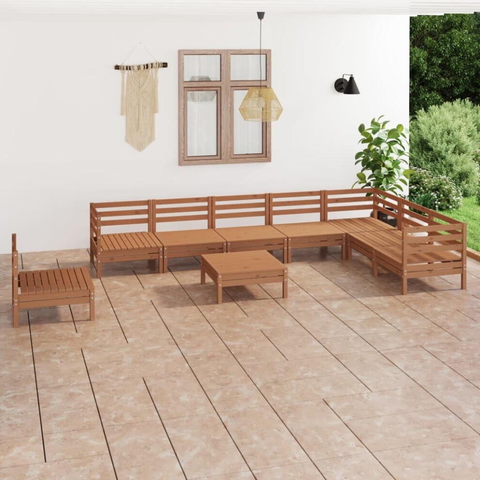 vidaXL Garden Lounge Set Patio Lounge Set 9 Piece Solid Wood Pine Honey Brown