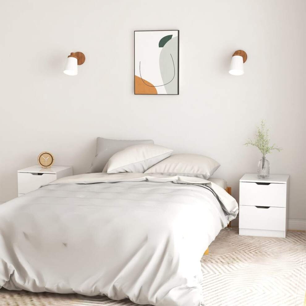 Vidaxl 2X Bedside Cabinets High Gloss White Engineered Wood Storage Cabinet