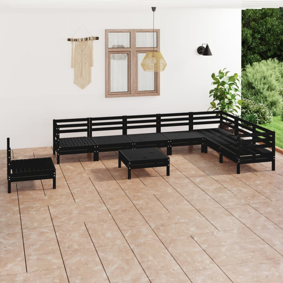 vidaXL Garden Lounge Set Outdoor Lounge Set 9 Piece Solid Wood Pine Black