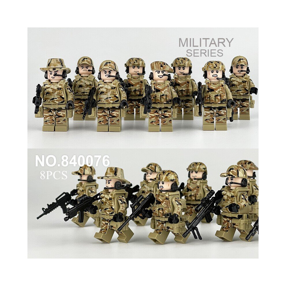 8PCS Land Team Dolls Military Children's Assembled Building Block Minifigure Toys