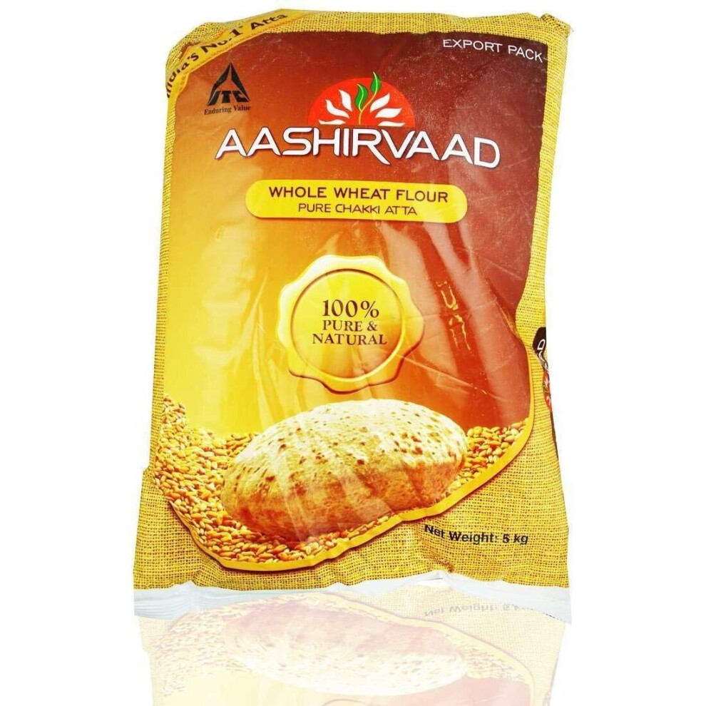 Aashirvaad Indian Atta Wheat Flour For Baking Flatbreads, Roti, Naan, Chapati And Puri - 5Kg Bag Visit The Rickshaw Store Red